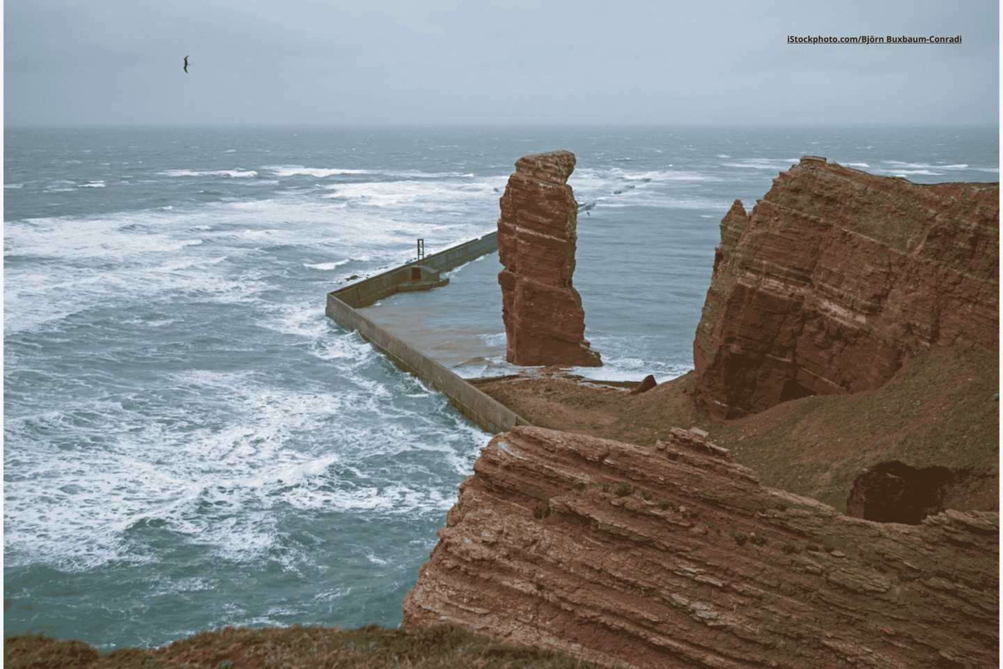 Das Foto zeigt Helgoland im Winter.