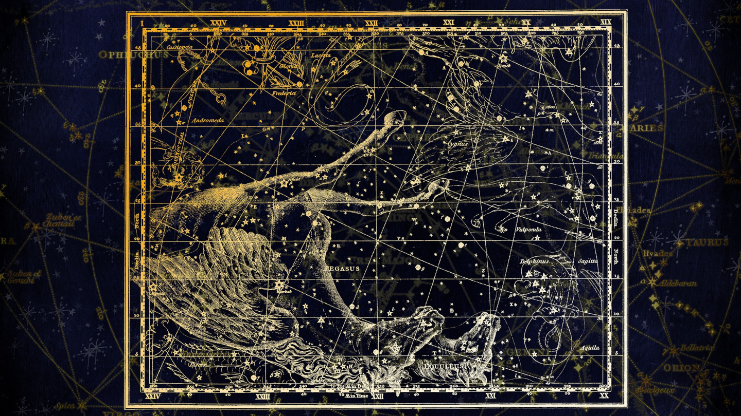 Dieses Bild zeigt das Sternbild Pegasus als Konstellationskarte.