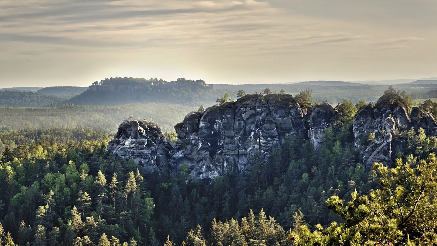 Das Bild zeigt eine Felsformation in der Sächsischen Schweiz.