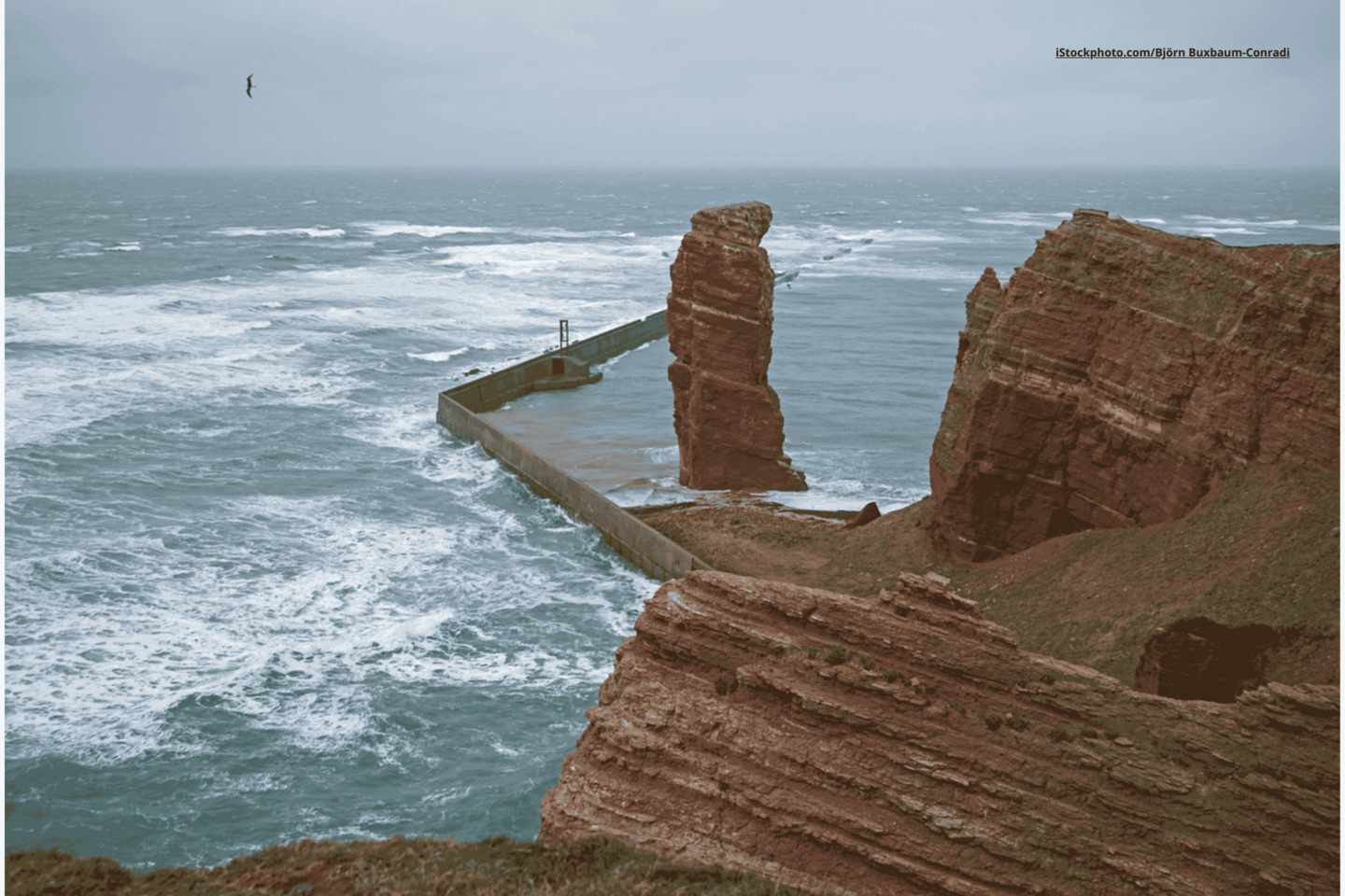 Das Foto zeigt Helgoland im Winter.