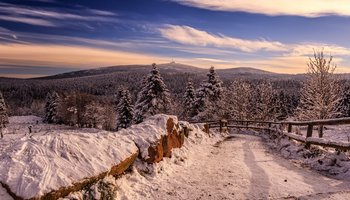 Das Foto zeigt eine verschneite Winterlandschaft im Harz.